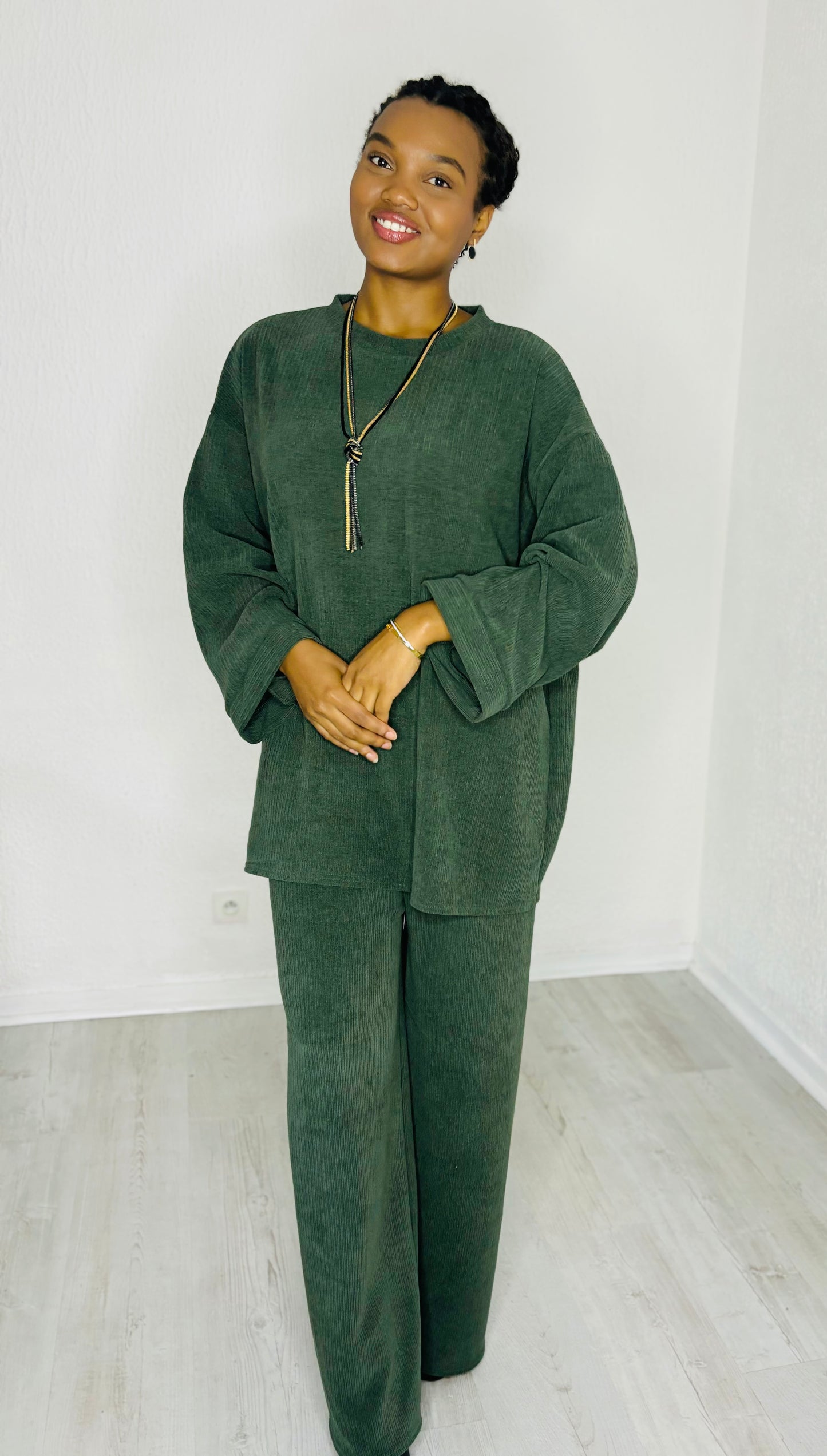 Ensemble pantalon et haut oversize en velours côtelé