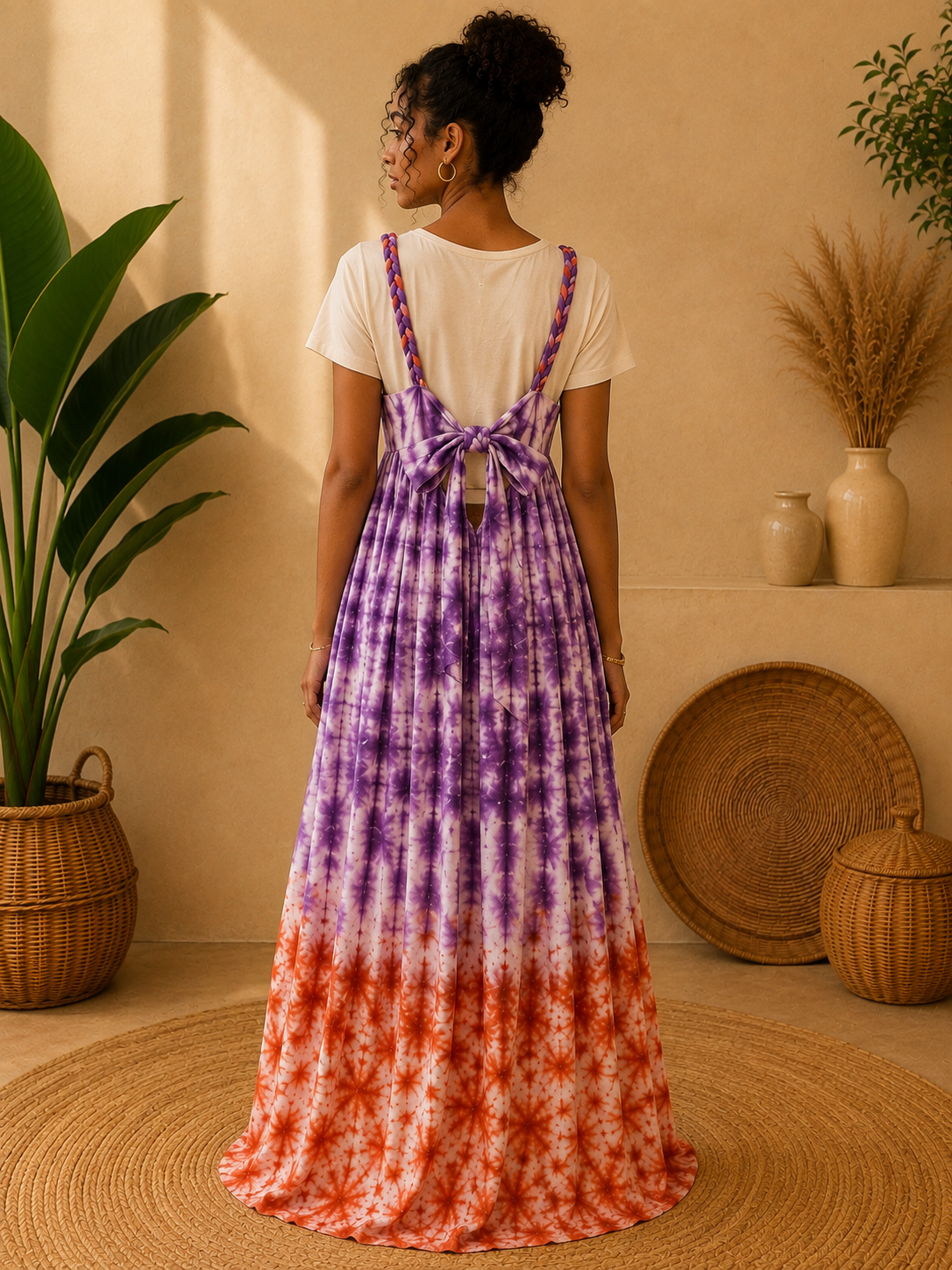 Robe longue Tie & Dye – Violet & Orange