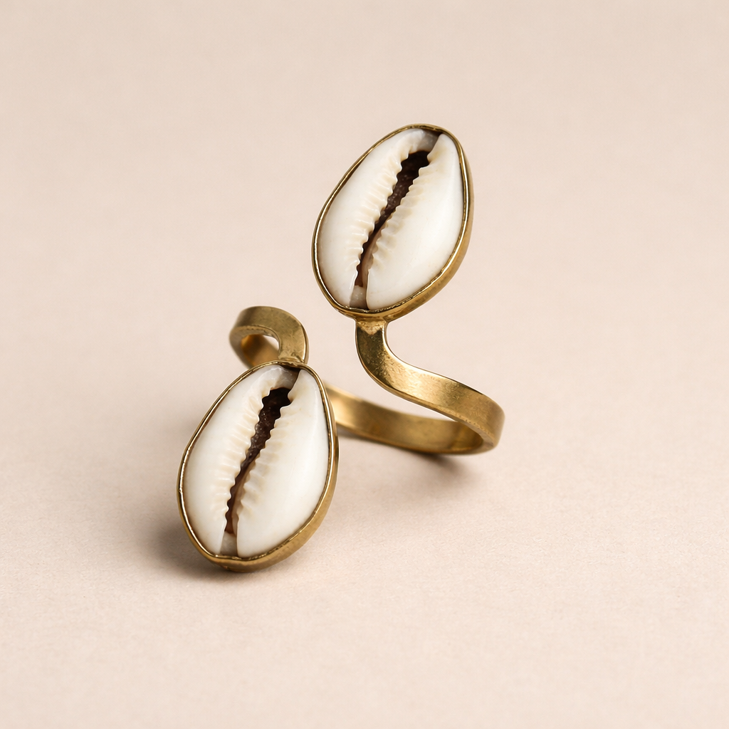 Bague Ayo – Double Cauri & Bronze