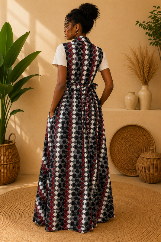Robe portefeuille « Naya » – Wax 100 % coton