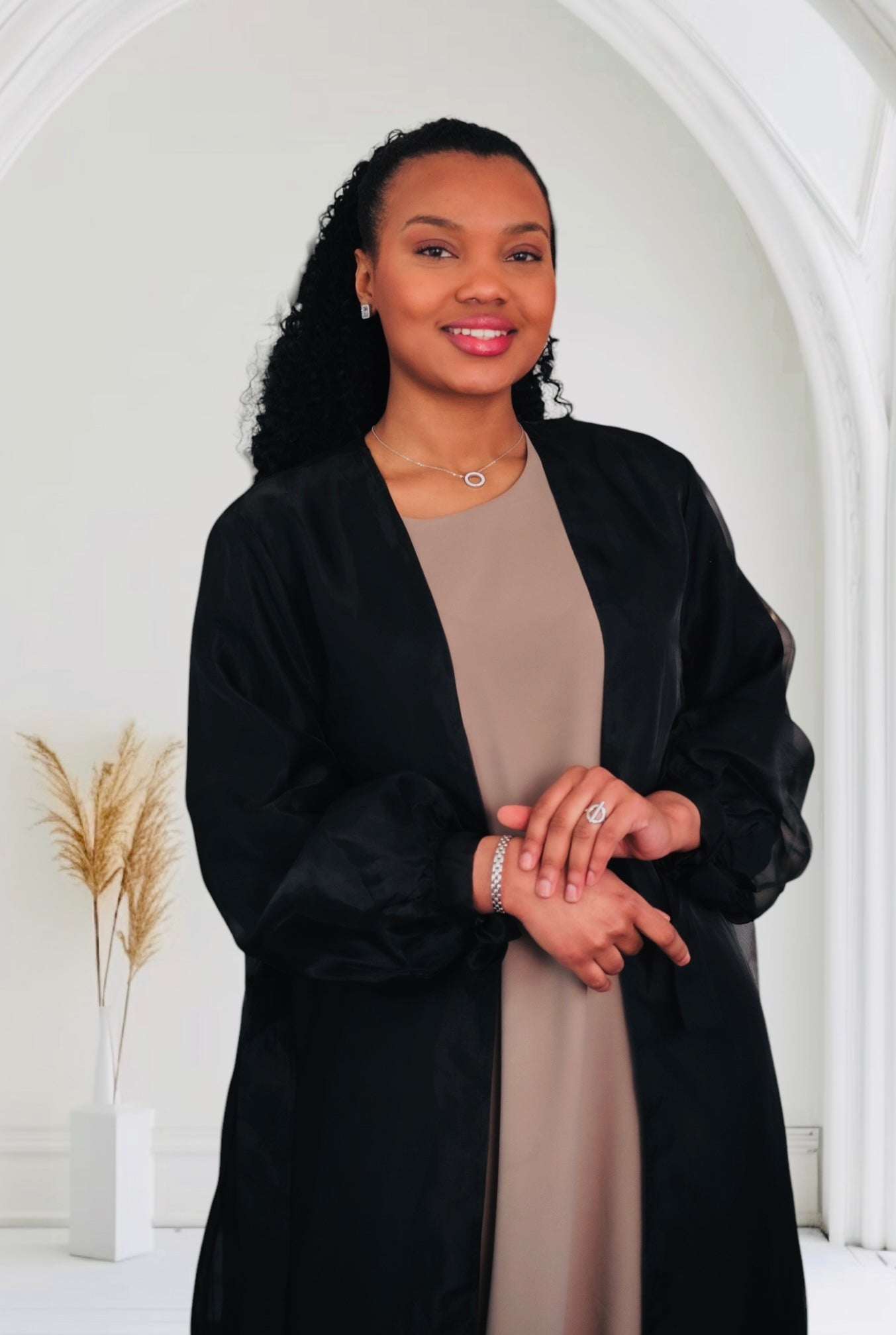 Robe longue sans manches à col rond