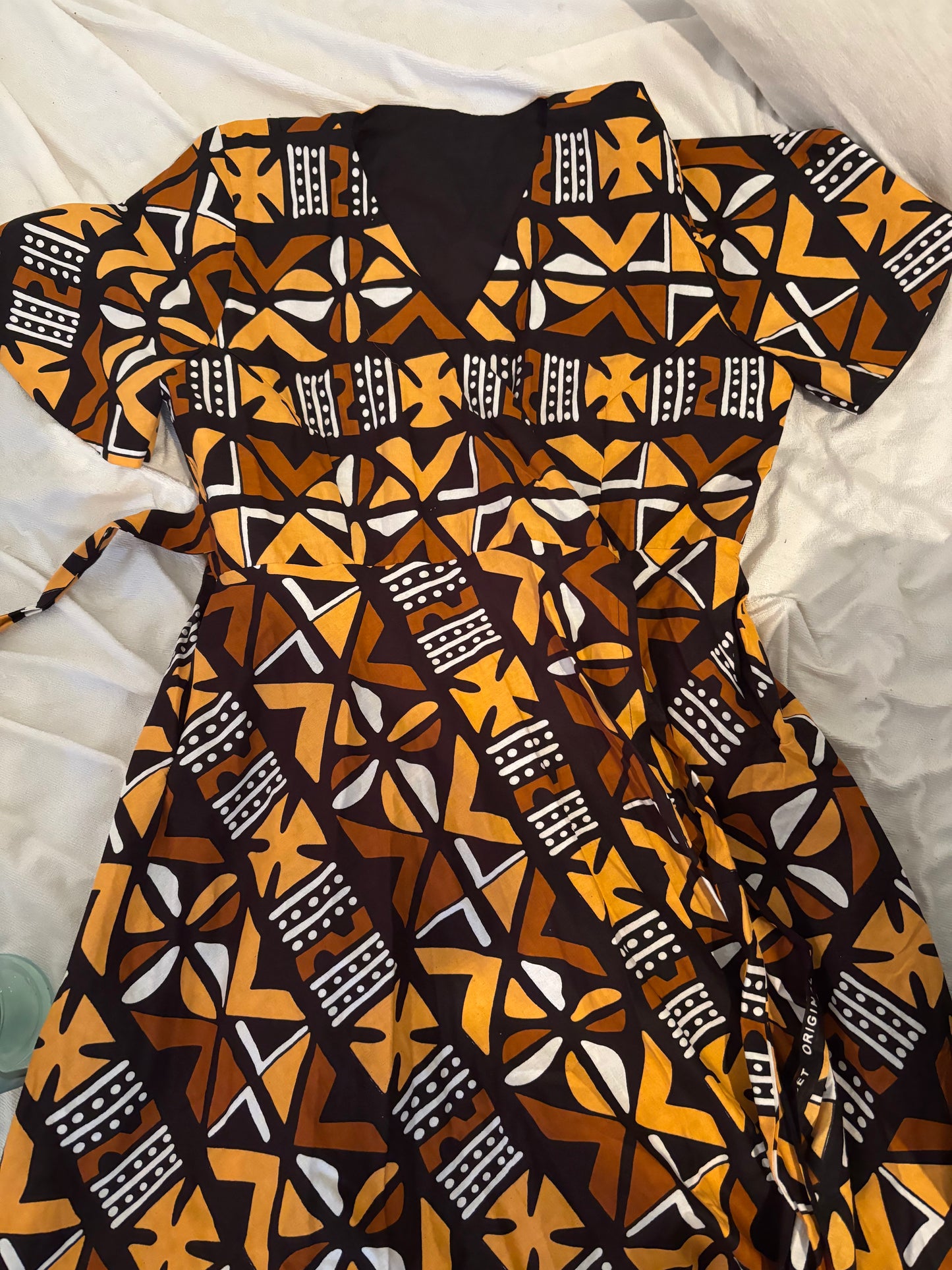 Robe portefeuille en wax