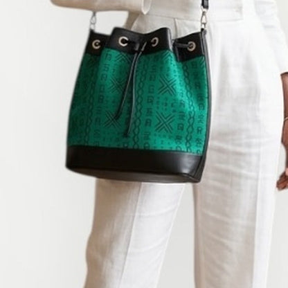 Sac seau Fati en wax africain – Sac à main femme élégant avec poche intérieure zippée