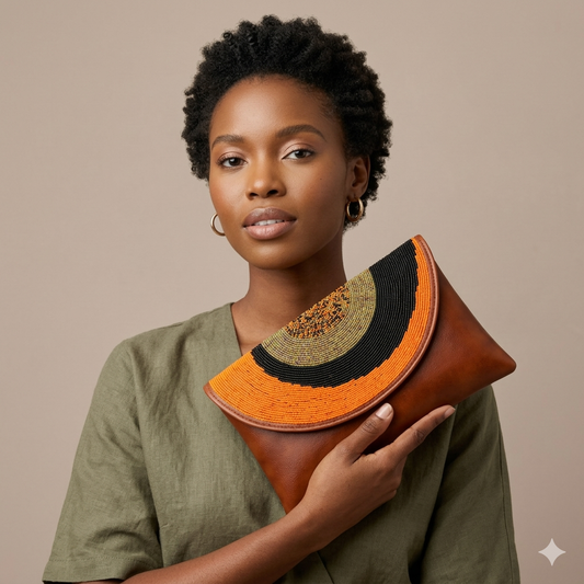Pochette Nisaï – sac masaï en perles brodées à la main et simili cuir de qualité | Maison Mousso