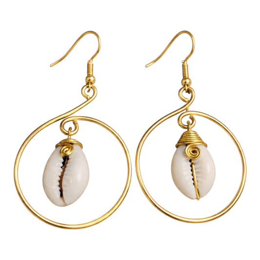 Boucle d'oreille cauri - ethnique africaine