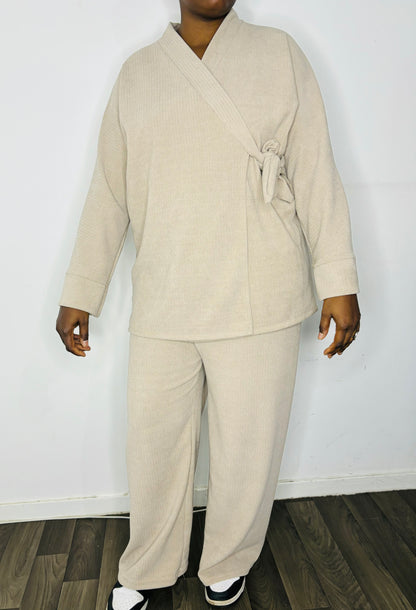 Ensemble cache cœur et pantalon ample en velours côtelé