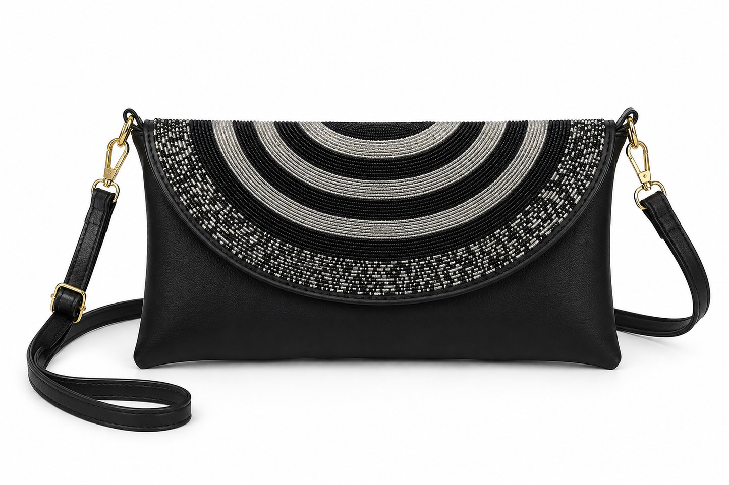 Pochette Nisaï – sac masaï en perles brodées à la main et simili cuir de qualité | Maison Mousso