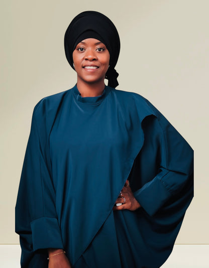 Ensemble « AMINAH » haut croisé et robe en soie de Médine