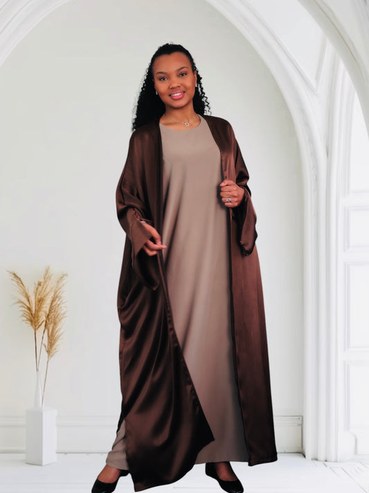 Abaya style kimono satiné « Nayla »