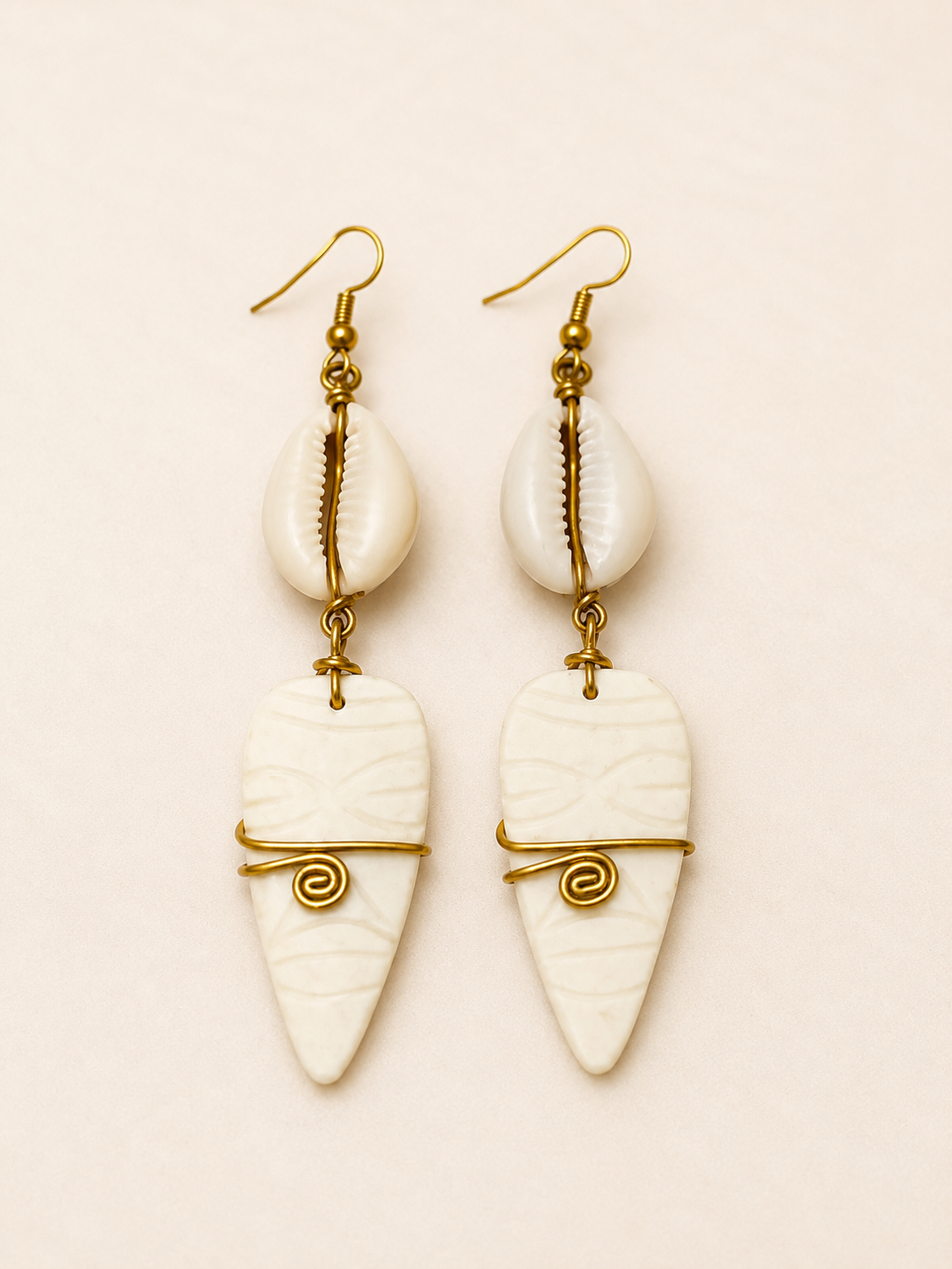 Boucles d’oreilles Sany – Cauri & Ivoire