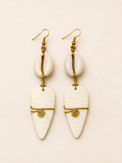Boucles d’oreilles Sany – Cauri & Ivoire