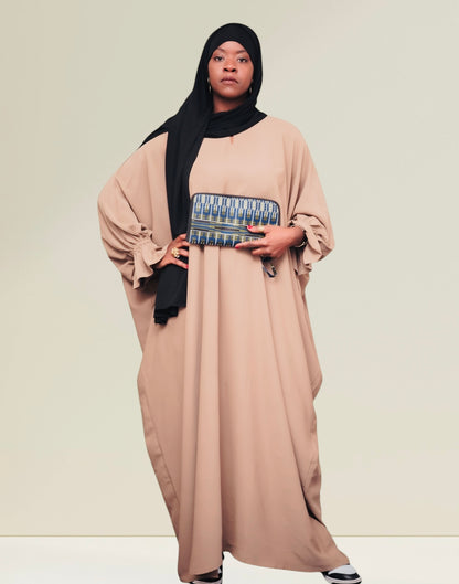 Abaya papillon poignets froncés tissu soie de médine premium