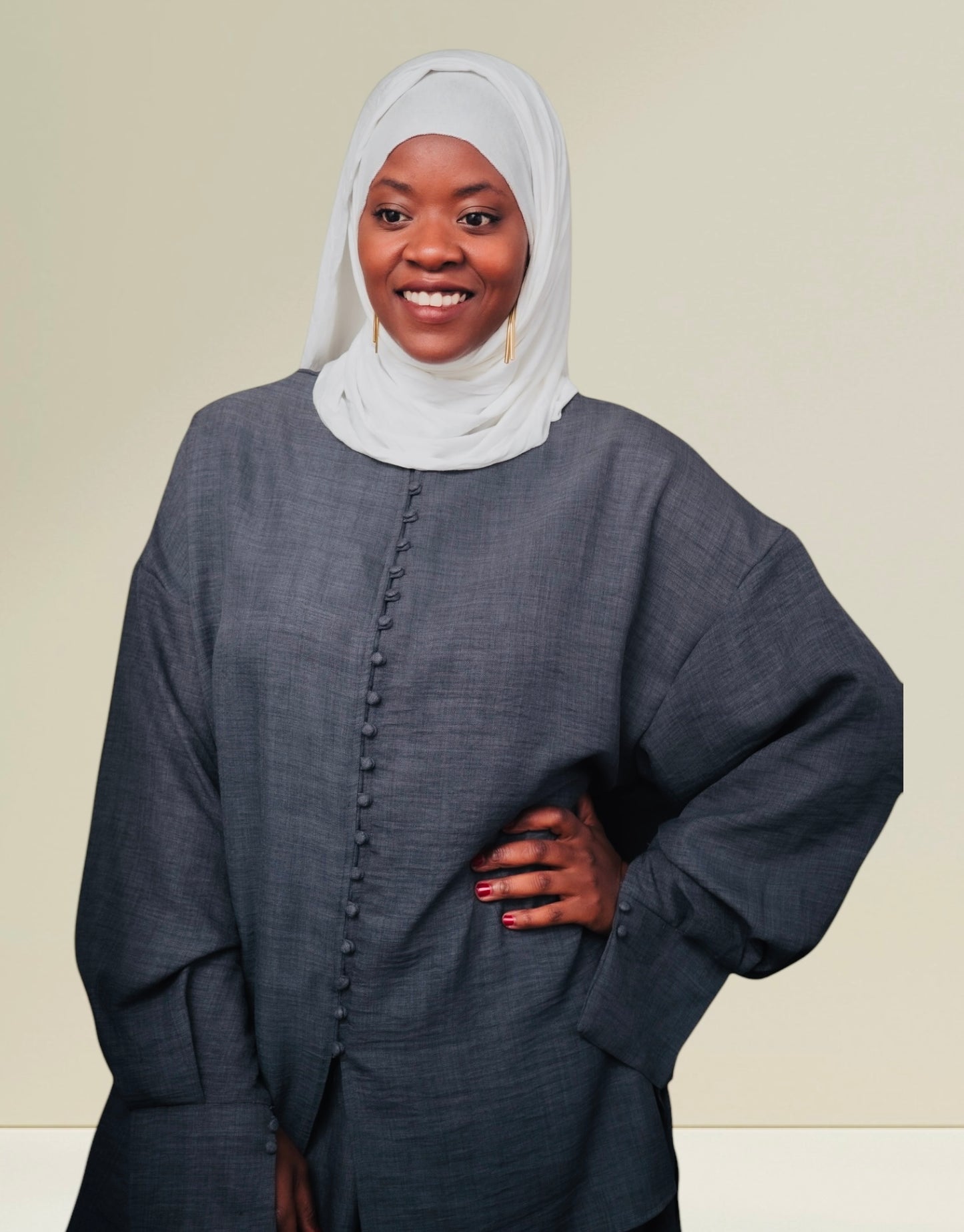 Ensemble « Amalya » jupe et haut à boutons recouverts