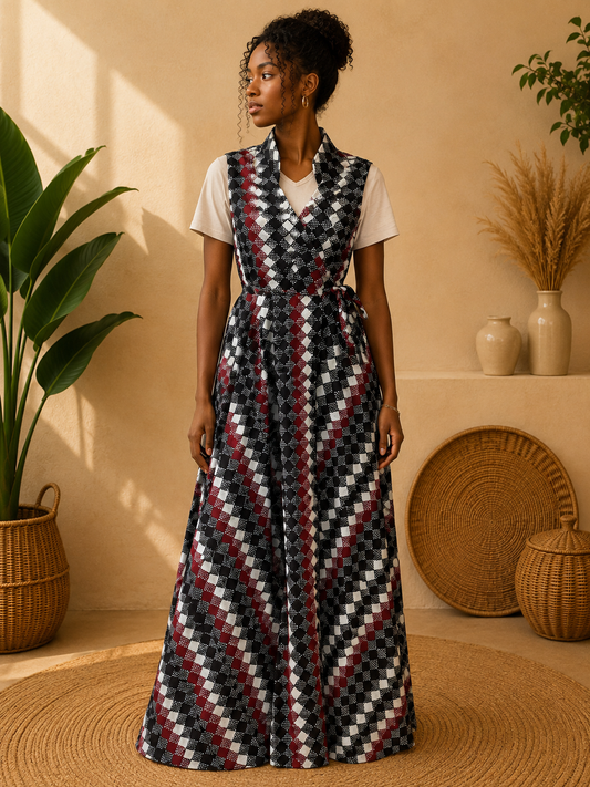 Robe portefeuille « Naya » – Wax 100 % coton