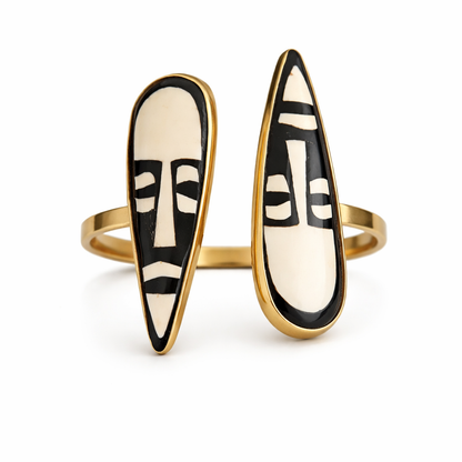 Bracelet africain Nala en corne naturelle et laiton – Manchette artisanale Mousso Fashion