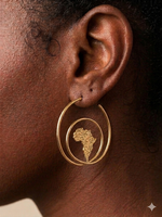 Boucles d’oreilles africaines Zaria en laiton – Créoles carte d’Afrique artisanales | Maison Mousso