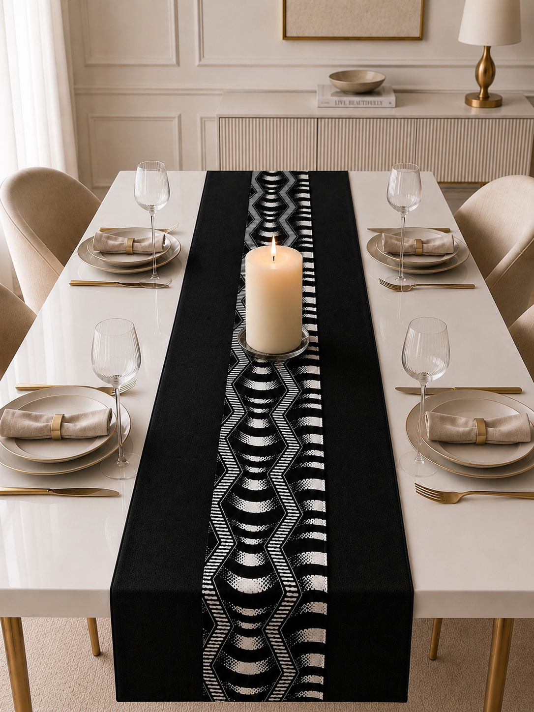 Collection Nani – Chemins de table en simili cuir et wax