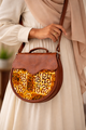 Sac bandoulière Naya Wax marron – simili cuir & tissu africain