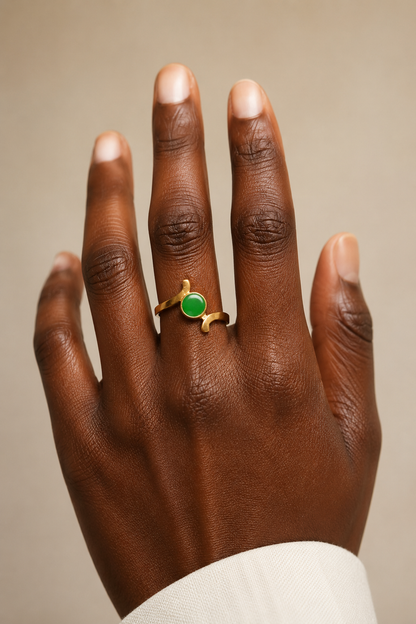 Bague Oasis – Pierre Verte & Bronze Doré