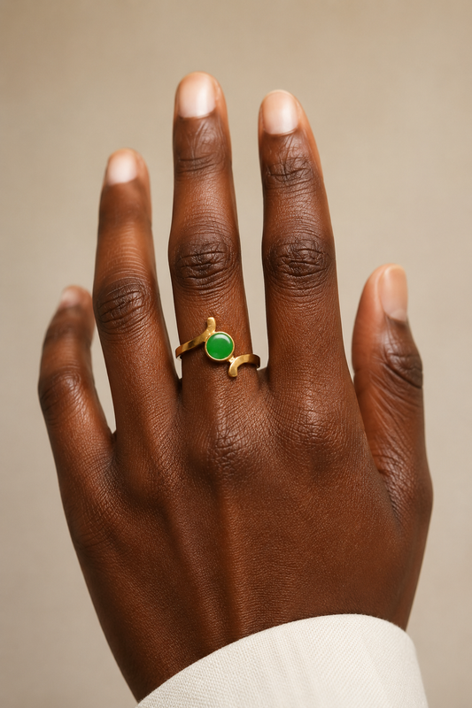 Bague Oasis – Pierre Verte & Bronze Doré