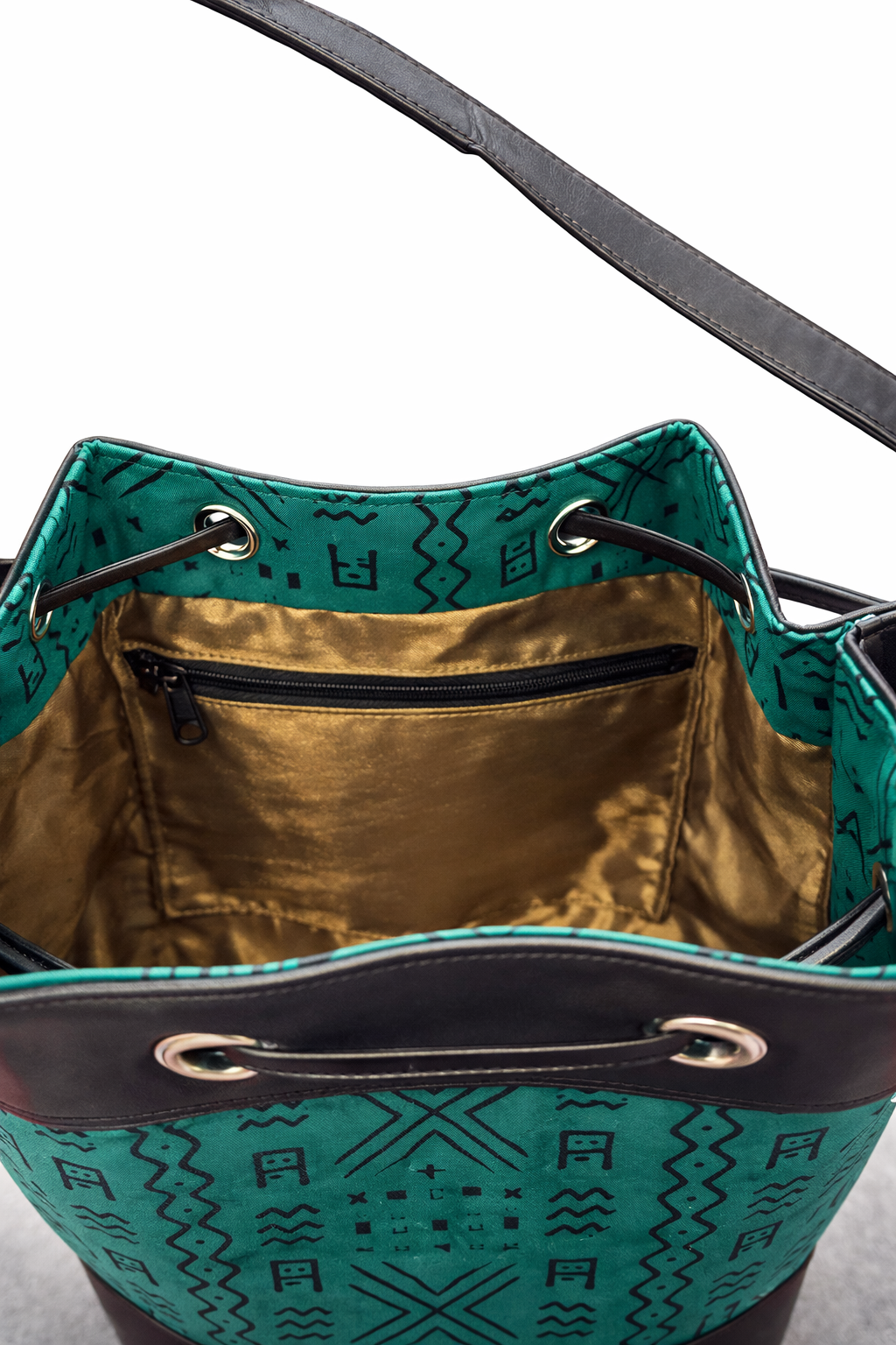 Sac seau Fati en wax africain – Sac à main femme élégant avec poche intérieure zippée