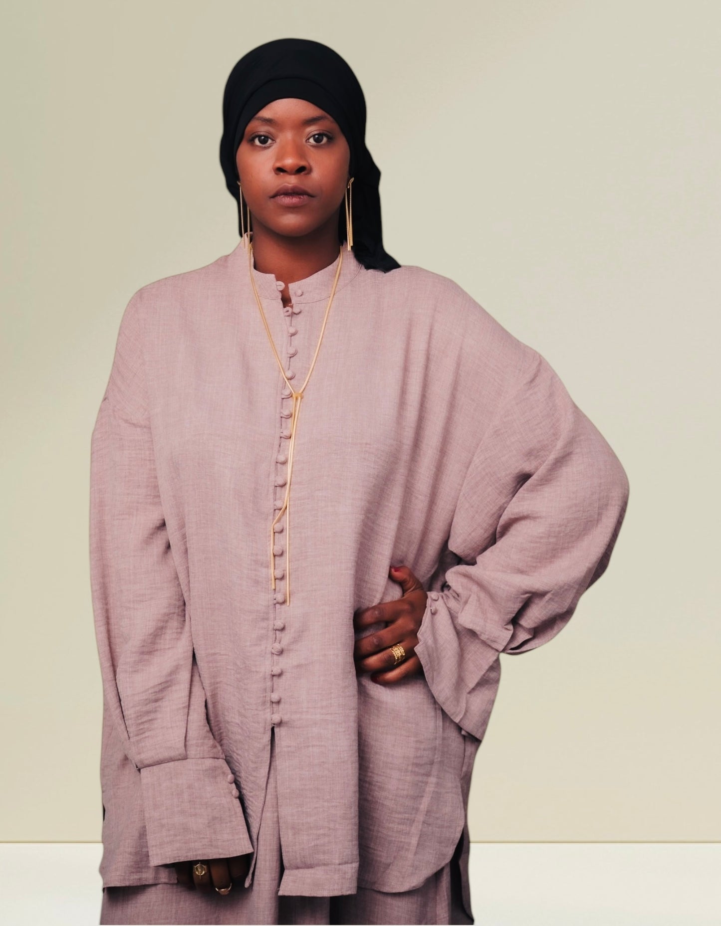 Ensemble « Amalya » jupe et haut à boutons recouverts