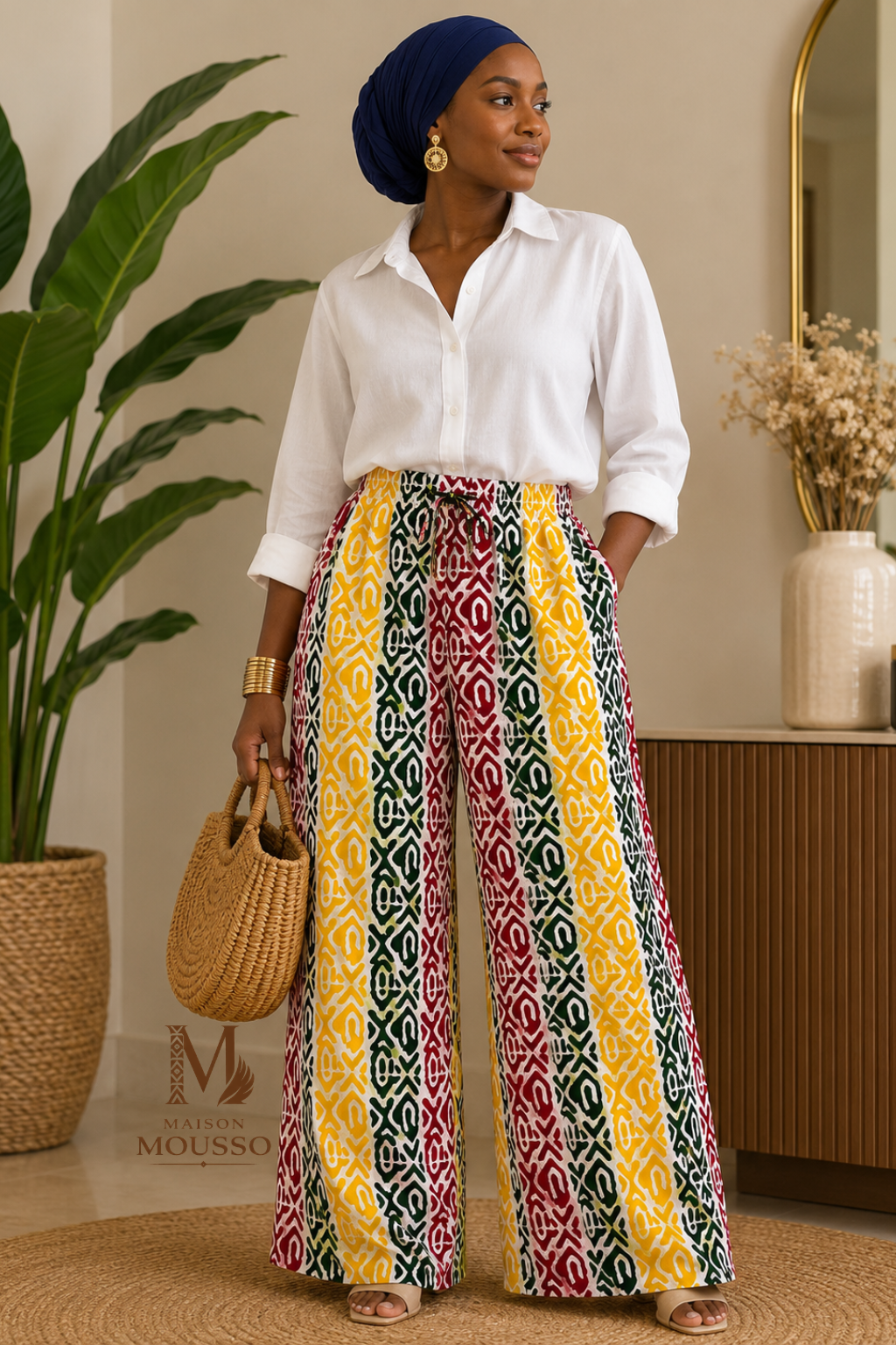 Pantalon Palazzo en Wax – Édition Limitée