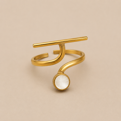 Bague Lune – Design Graphique Doré