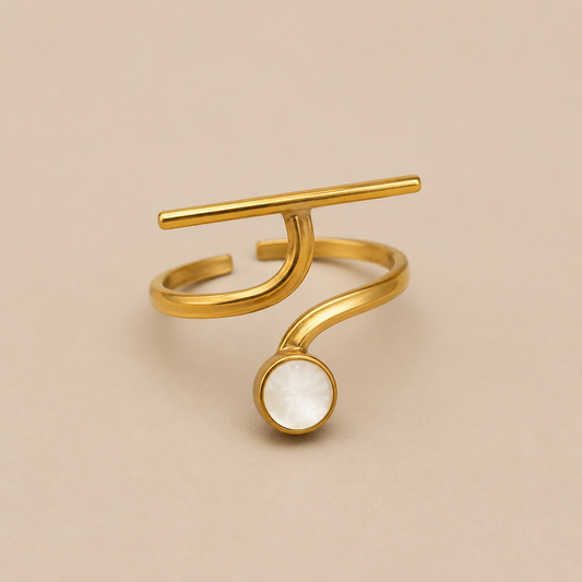 Bague Lune – Design Graphique Doré