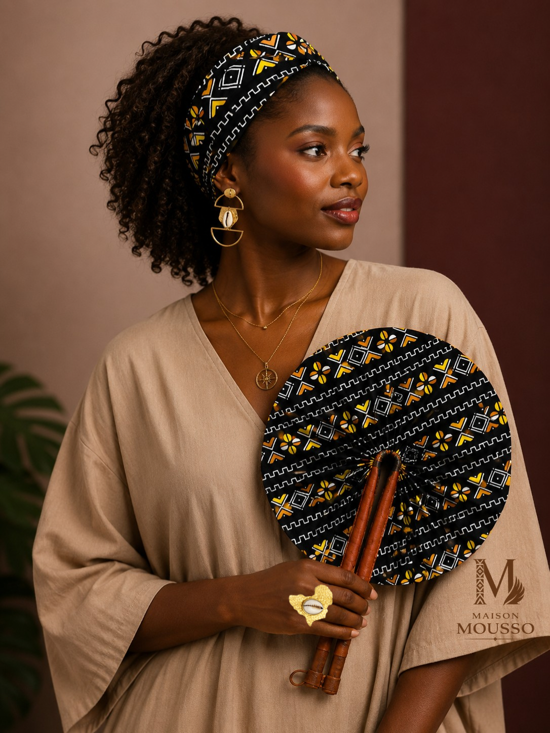 Éventail Artisanal & Bandeau Assorti en wax – pré commande