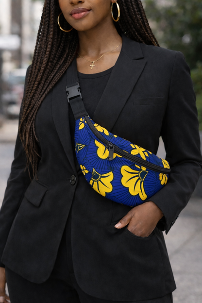 Sac banane Wax africain – Double zip, bandoulière réglable