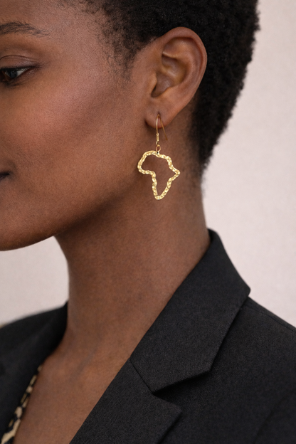 boucle d'oreille carte afrique  ethnique bijoux