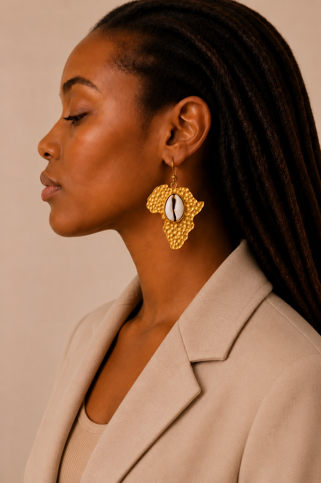 Boucles d’oreilles Afrika – Carte d’Afrique & Cauri