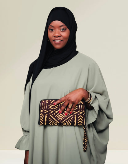 Abaya papillon poignets froncés tissu soie de médine premium