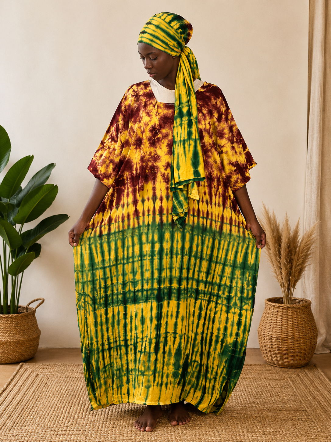 Robe d’intérieur Batik avec foulard