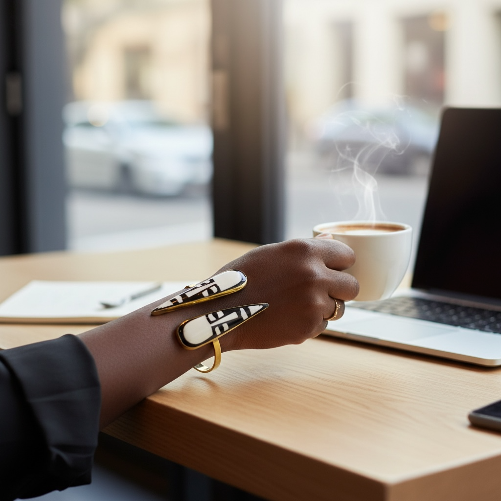 Bracelet africain Nala en corne naturelle et laiton – Manchette artisanale Mousso Fashion