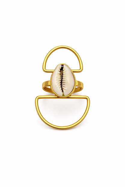 Bague Naya – Cauri & Géométrie bijoux ethnique 