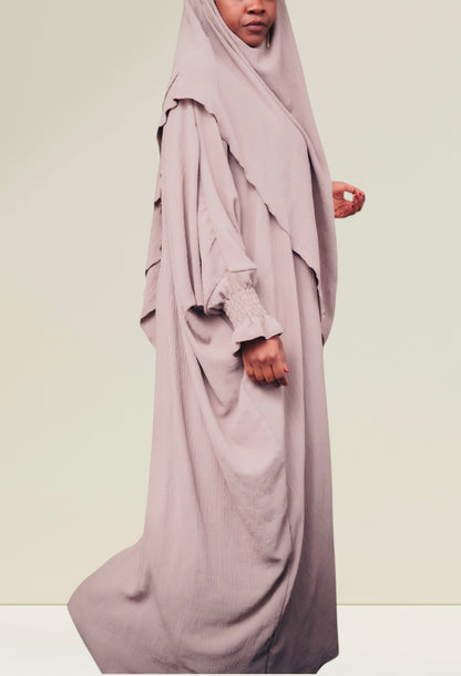 Ensemble robe papillon et khimar deux volants