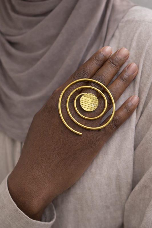 Bague Zahra – spirale en Bronze contemporaine Mousso Fashion bijoux africains ethnique 