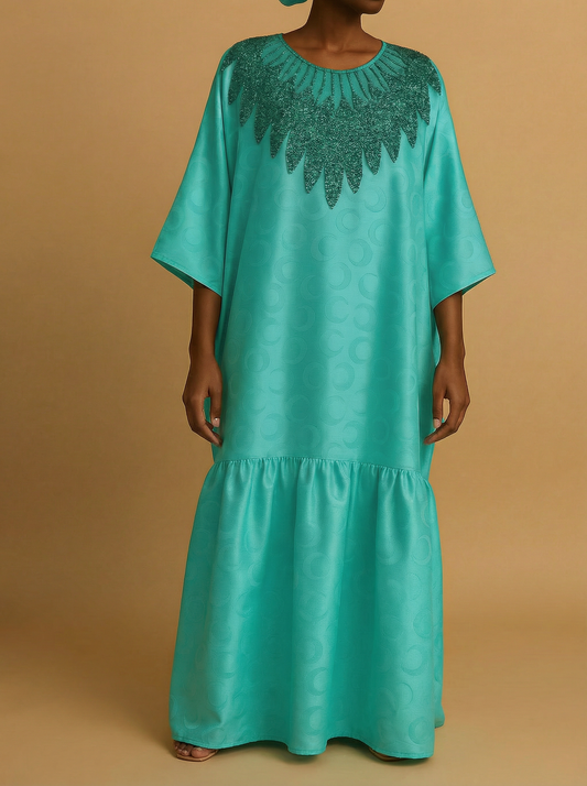 Robe/abaya longue fluide élégante – Coupe ample & broderie raffinée (plusieurs coloris)