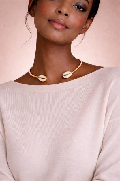 Bijoux ras de cou ethnique afrique cauri coquillage Mousso Fashion