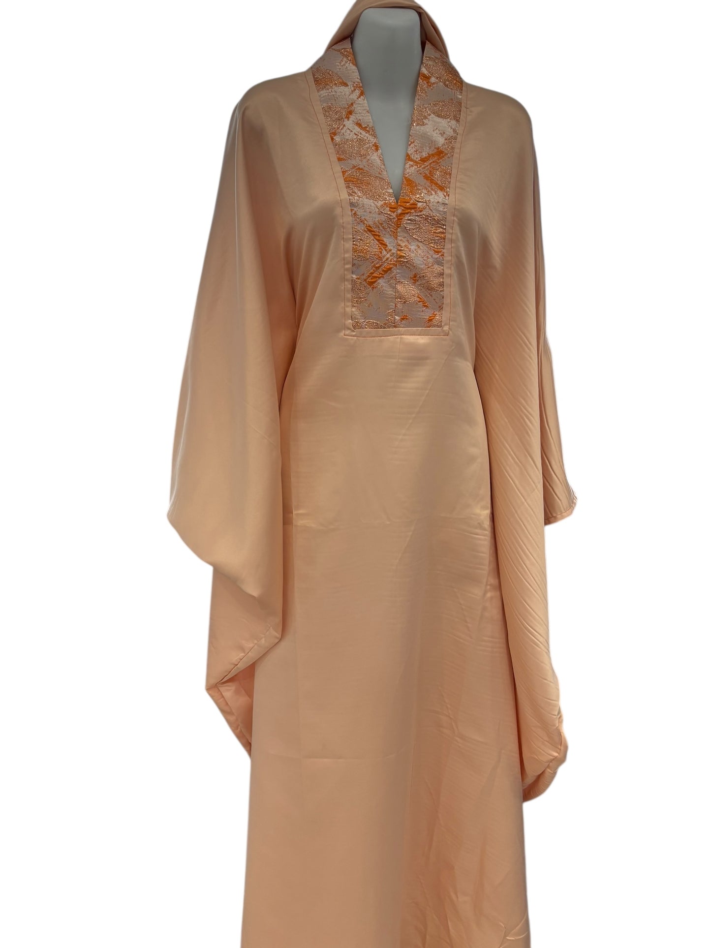 Abaya Satinée Bleu Ciel et nude – Édition Élégance Dorée (Copie)