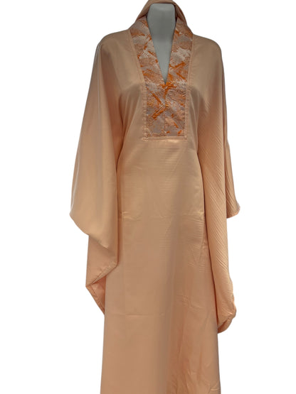 Abaya Satinée Bleu Ciel et nude – Édition Élégance Dorée (Copie)