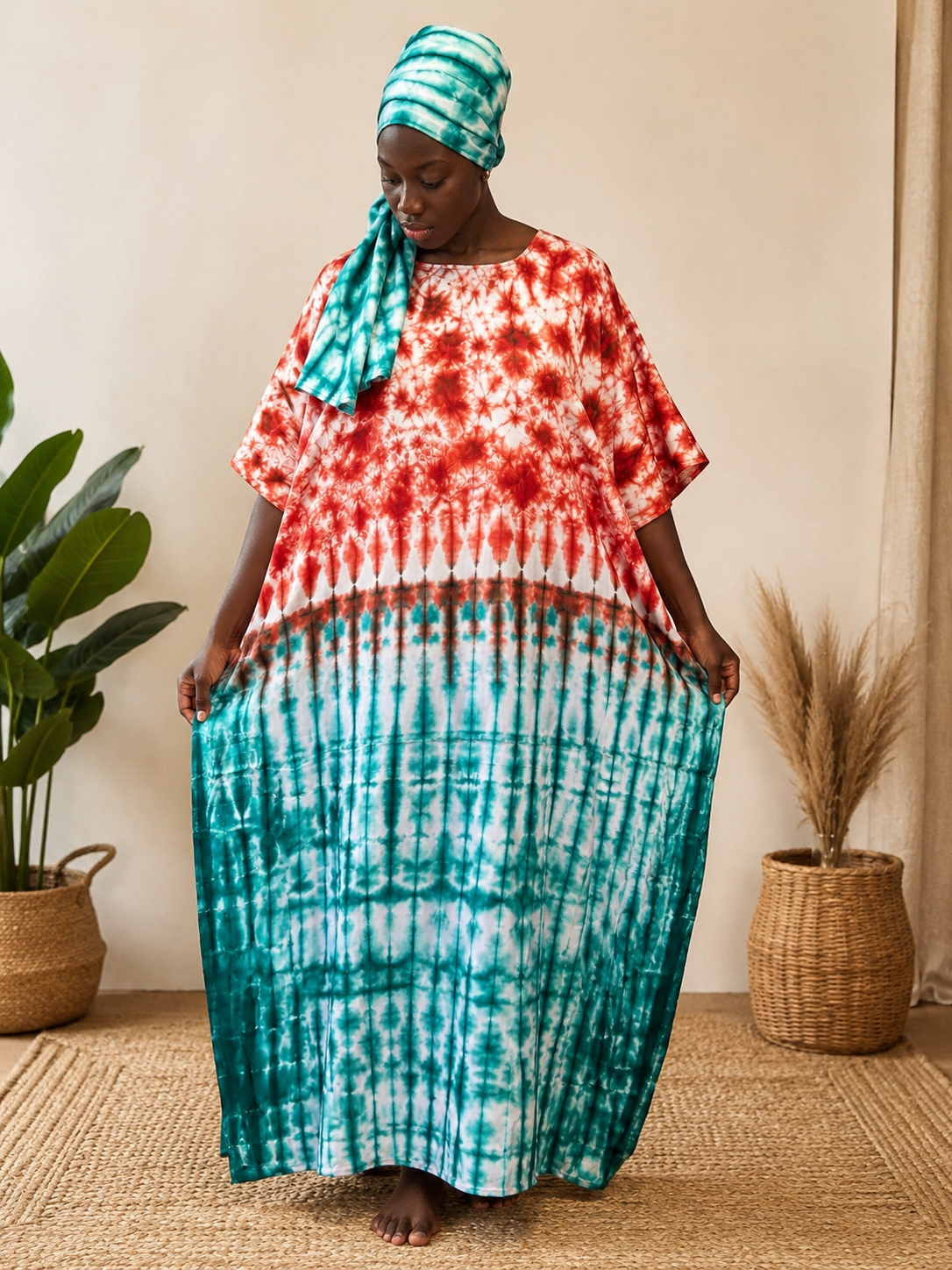 Robe d’intérieur Batik avec foulard
