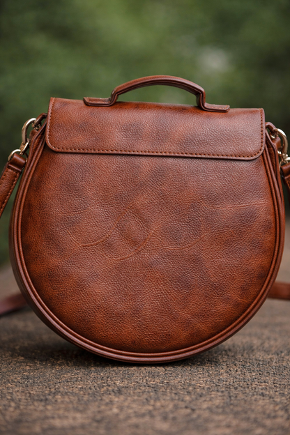 Sac bandoulière Naya Wax marron – simili cuir & tissu africain