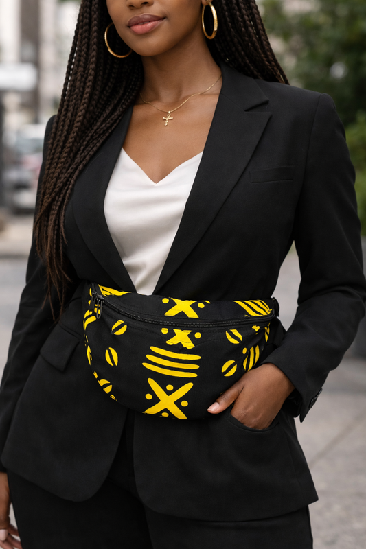 Sac banane Wax africain – Double zip, bandoulière réglable