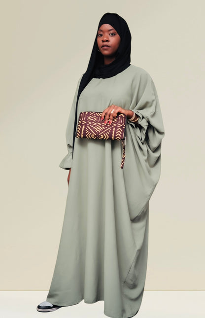Abaya papillon poignets froncés tissu soie de médine premium