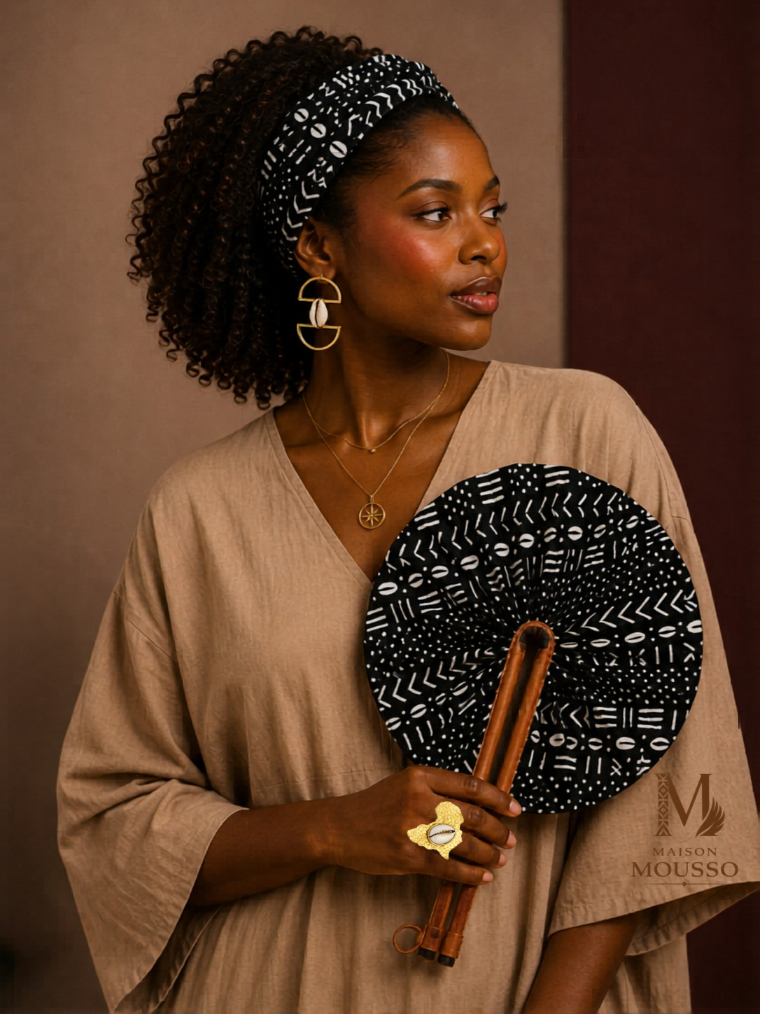Éventail Artisanal & Bandeau Assorti en wax – pré commande