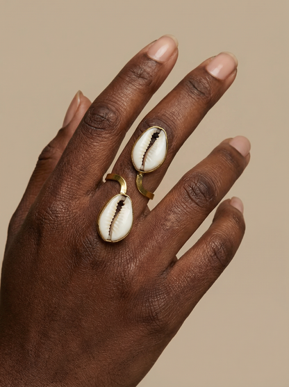 Bague Ayo – Double Cauri & Bronze