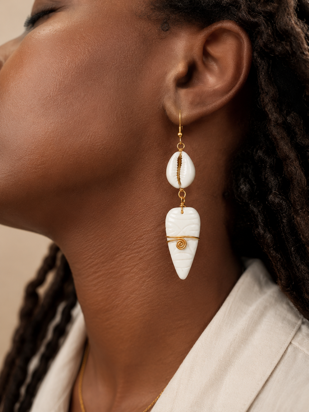 Boucles d’oreilles Sany – Cauri & Ivoire